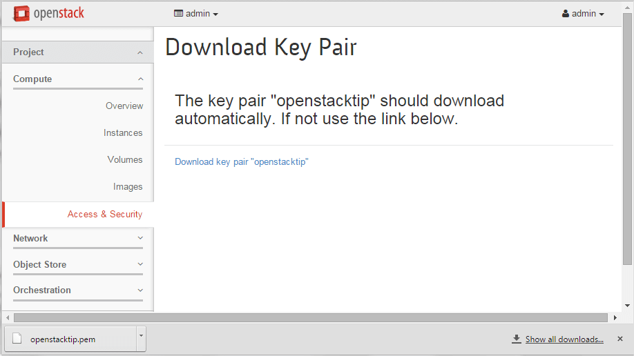 openstack-download-key-pair