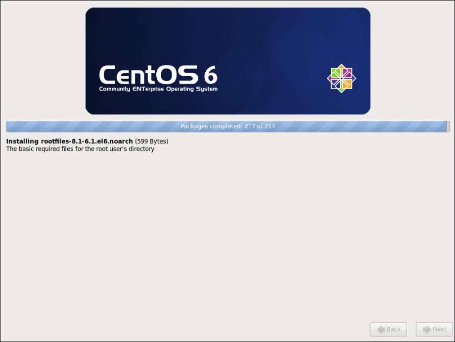 screenshot of CentOS 6 installation progress bar