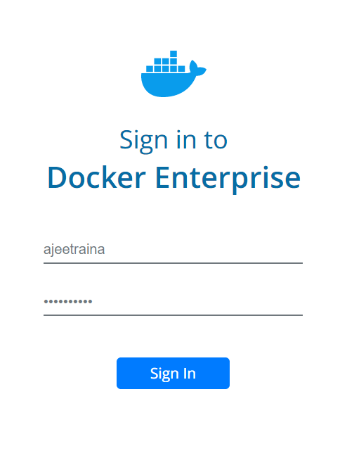 screenshot of Docker Enterprise UCP login screen