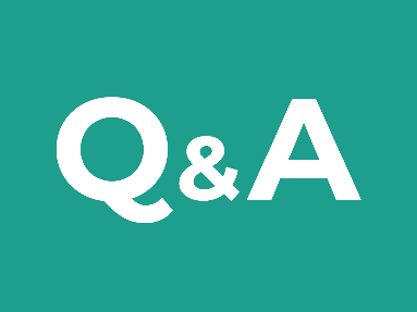 "Q&A" in white block letters on teal background