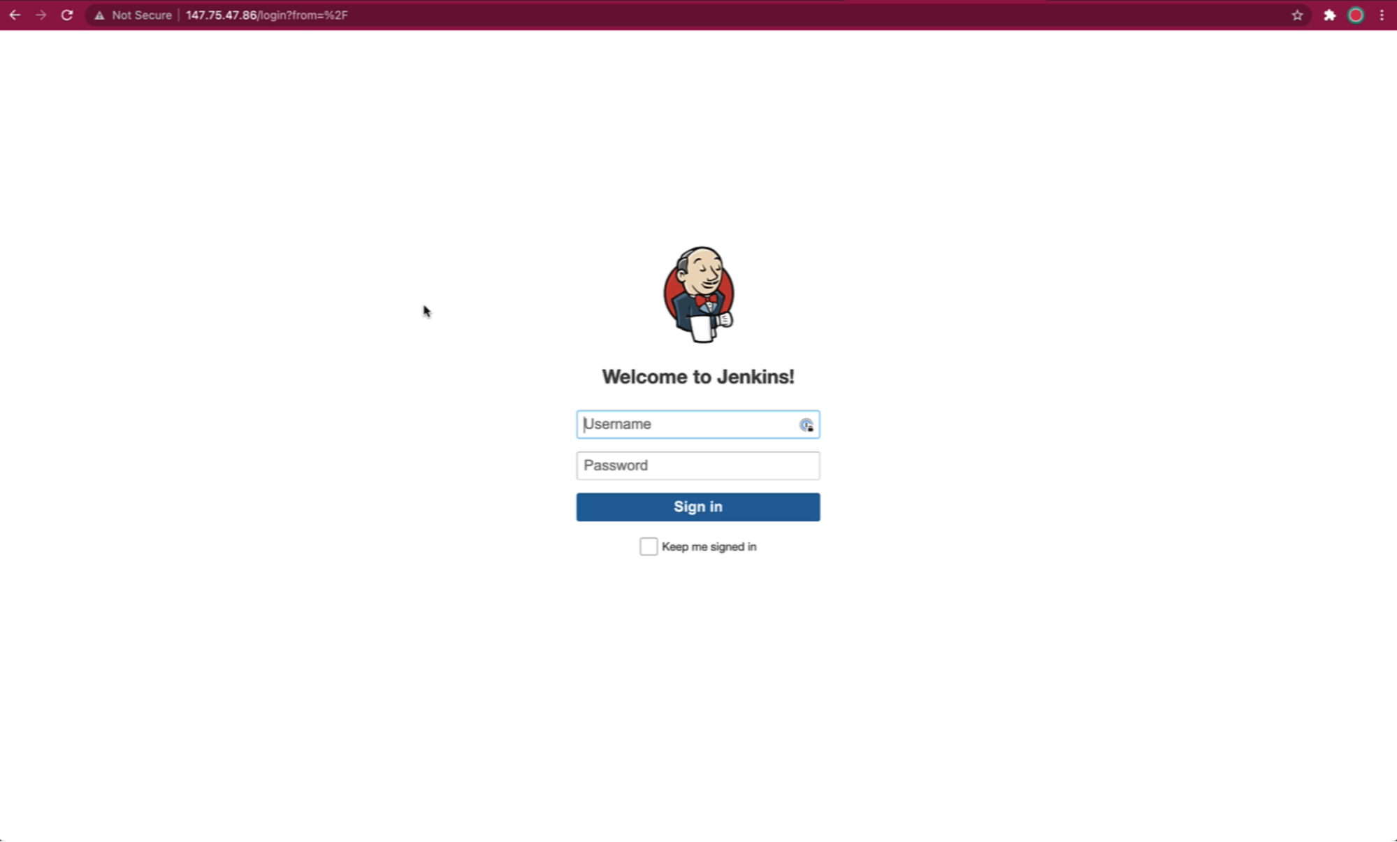 jenkins sign in landing page