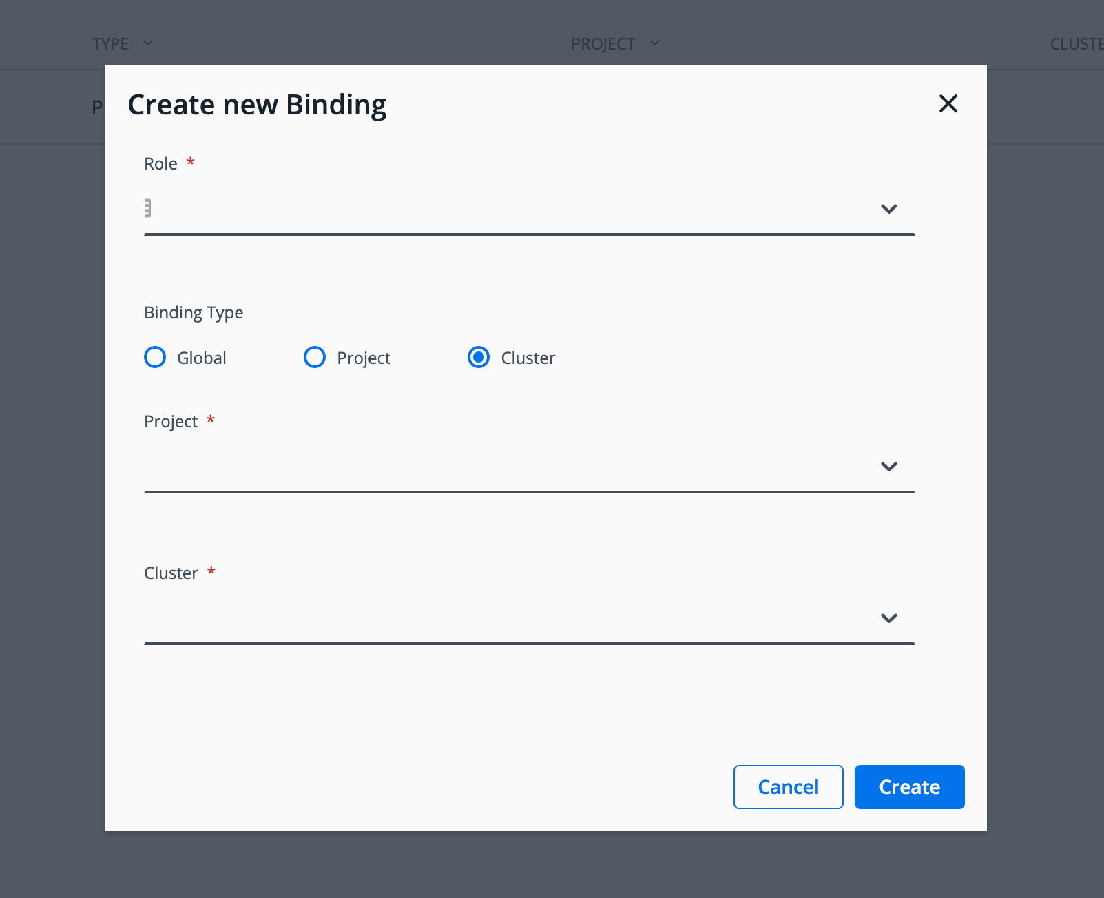 create new binding window from mirantis container cloud 2.14 UI